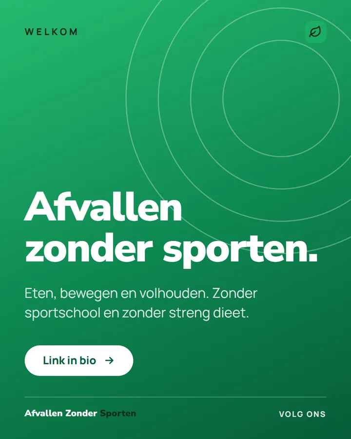 Welkomstpost van Afvallen Zonder Sporten: eten, bewegen en volhouden, zonder sportschool en zonder streng dieet