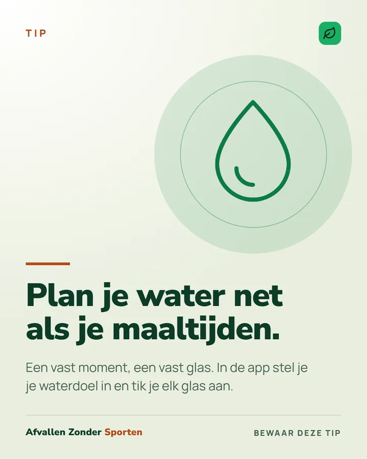 Tip met een waterdruppel: plan je water net als je maaltijden