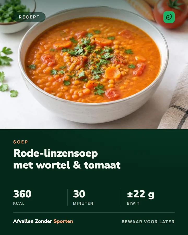 Receptpost: rode-linzensoep met wortel en tomaat