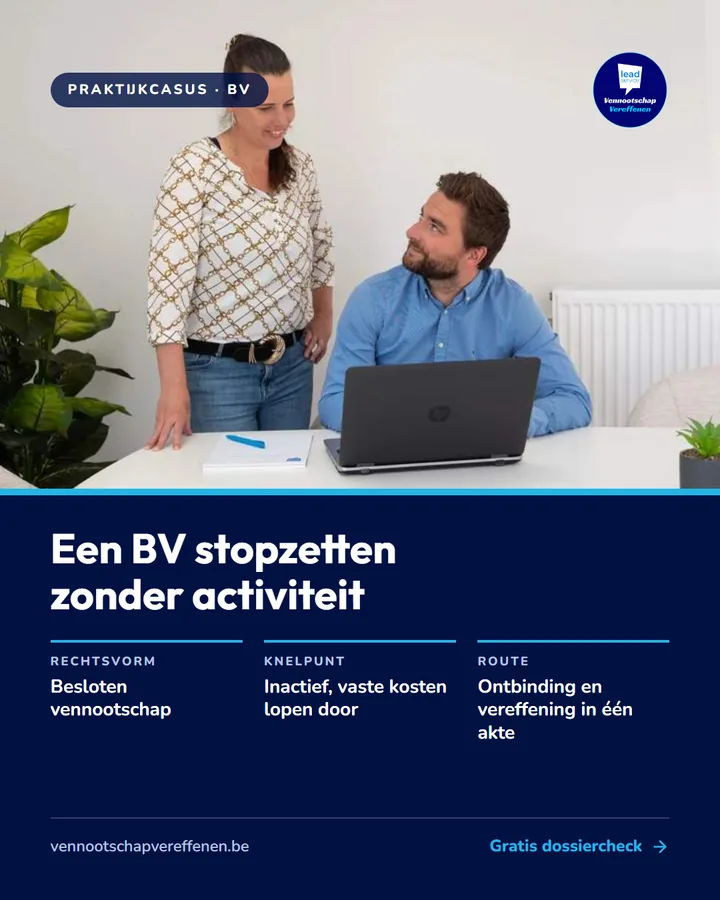 Praktijkcasus: een BV stopzetten zonder activiteit, met een ondernemer aan zijn laptop
