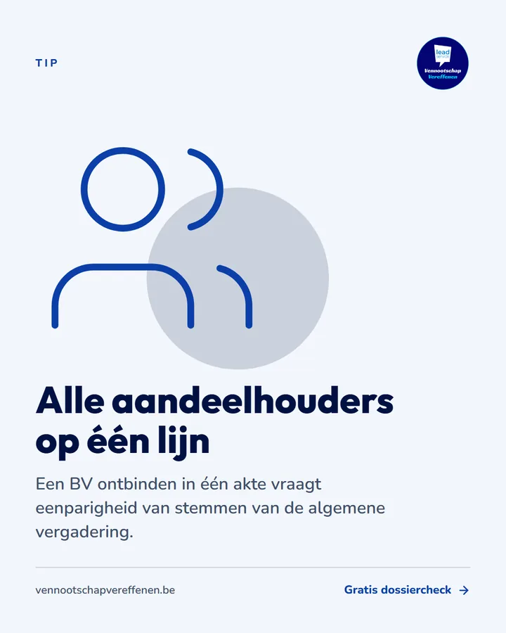 Tip: alle aandeelhouders op één lijn, met een lijntekening van twee personen