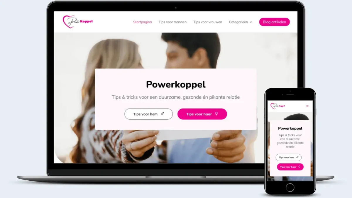 Mockup do site da Powerkoppel, a página inicial em um notebook